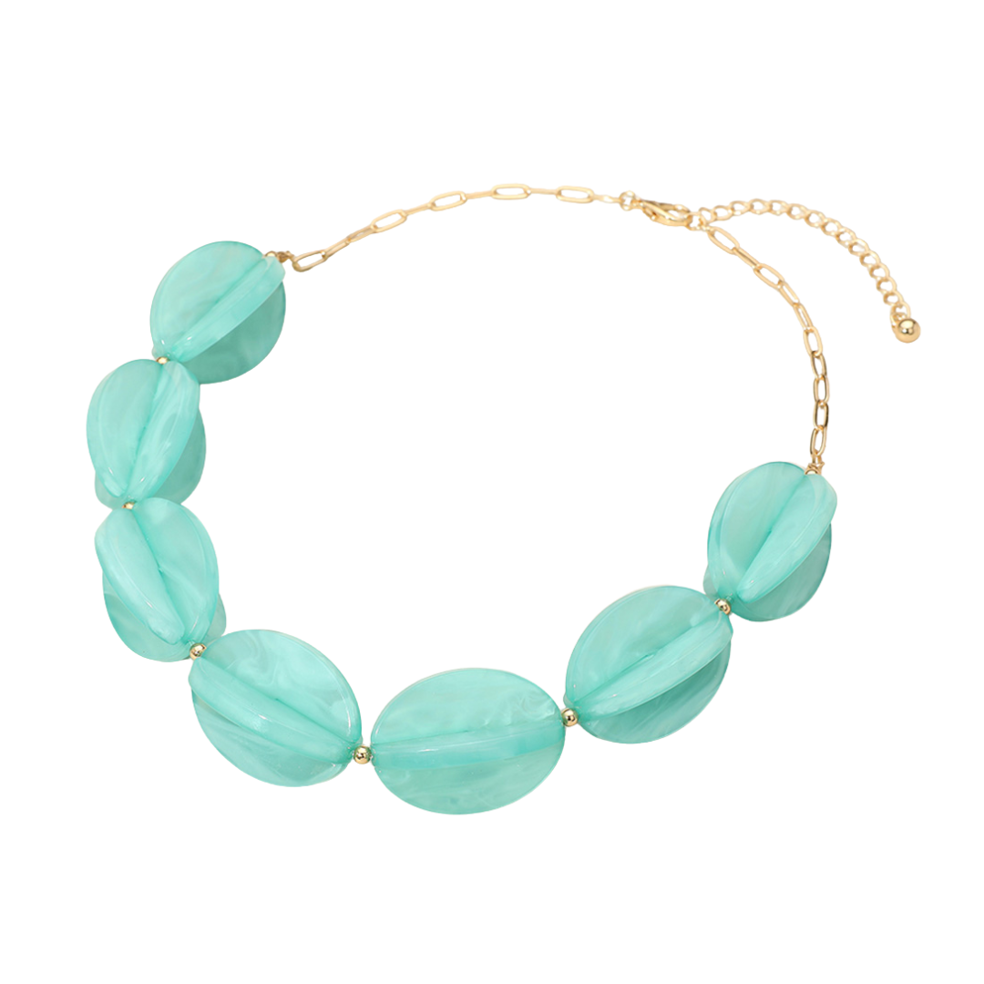 Flower Beaded Necklace TURQ