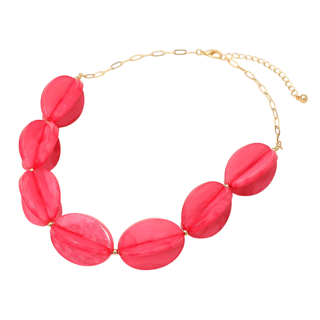 Flower Beaded Necklace PINK