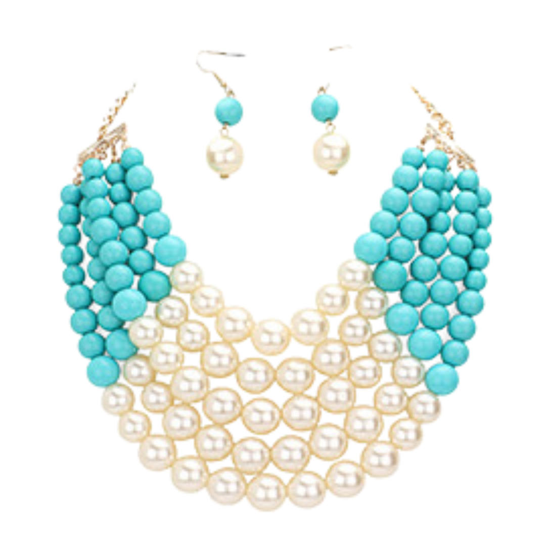 Five Strand Pearl Necklace Set
