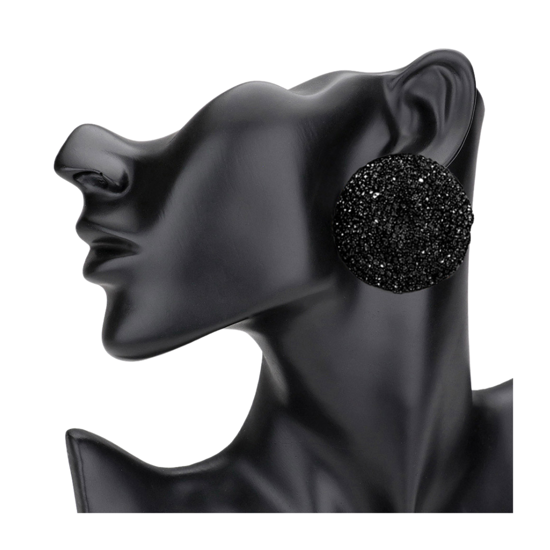 Rhinestone Half Dome Evening Earrings