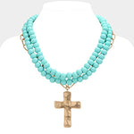 Hammered Metal Cross Necklace