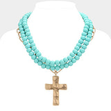 Hammered Metal Cross Necklace