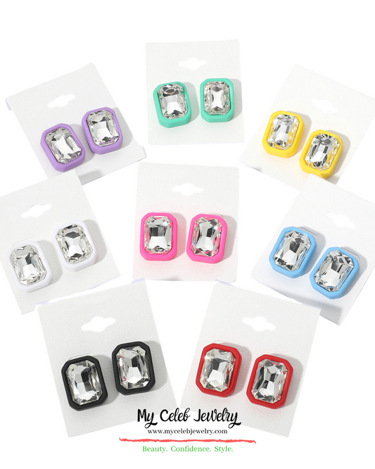 Rectangle Stone Stud Earrings