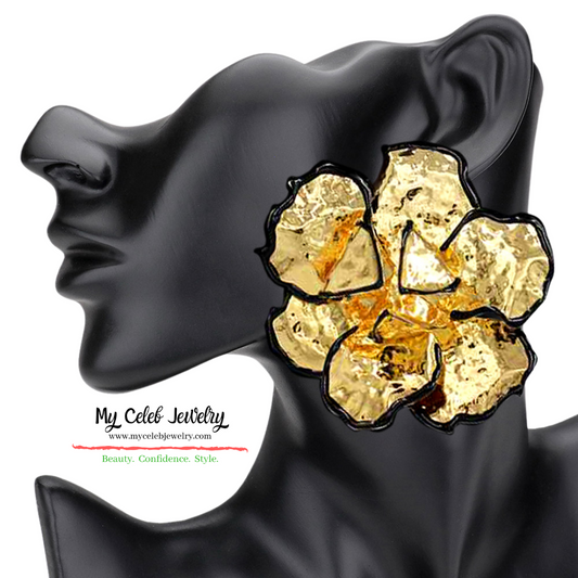 Bloom Floral Statement Earring BLACK
