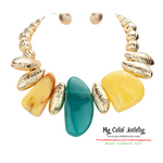 Natural Stone Statement Necklace Set