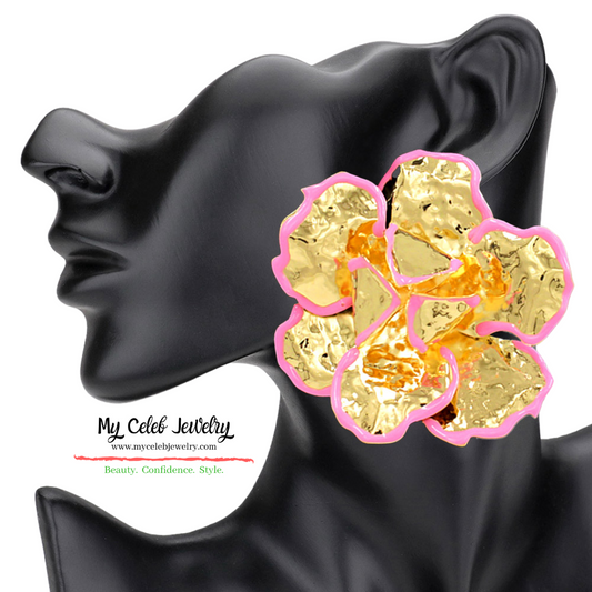 Bloom Floral Statement Earring PINK