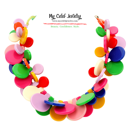 Colorful Beaded Disc Necklace Multi