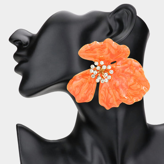 Petal Bloom Earrings ORANGE