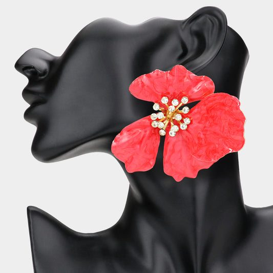 Petal Bloom Earrings RED