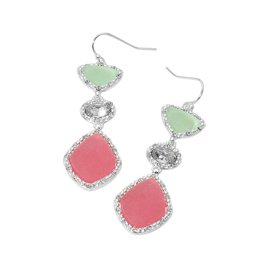 Sea Glass Link Dangle Earrings