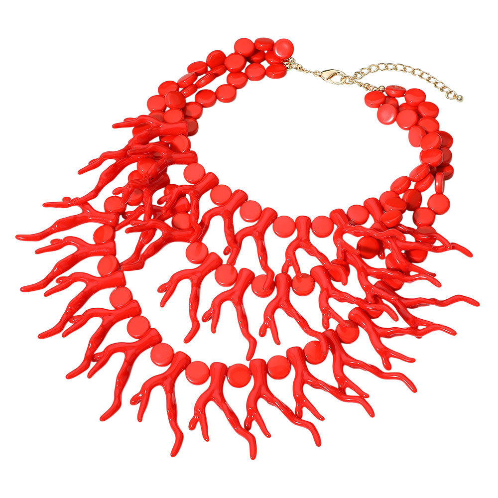 Sea Life Statement Necklace RED