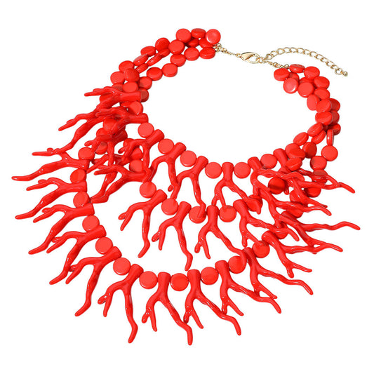 Sea Life Statement Necklace RED