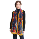 Fall Scarf Floral & Navy