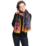 Fall Scarf Floral & Navy