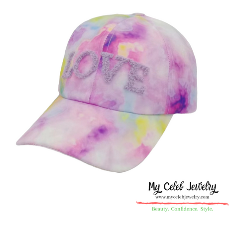 Tye Dye Love Baseball Cap Lavender